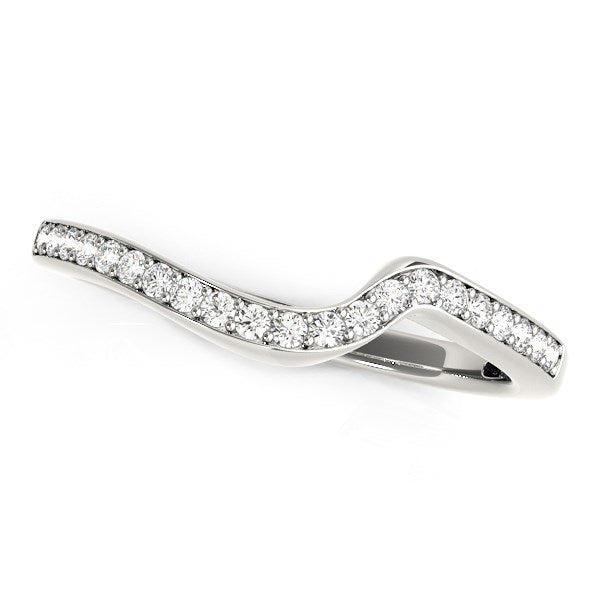 Anillo de boda moderno curvado de oro blanco de 14k (1/5 cttw)