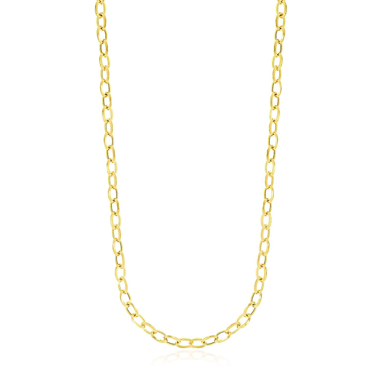 Collar de cadena estilo cable pulido de oro amarillo de 14k