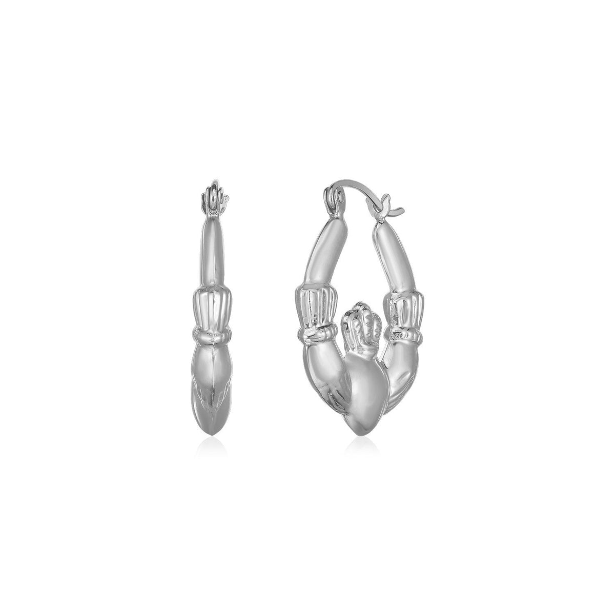 Pendientes de aro con el símbolo Claddagh de oro blanco de 14K