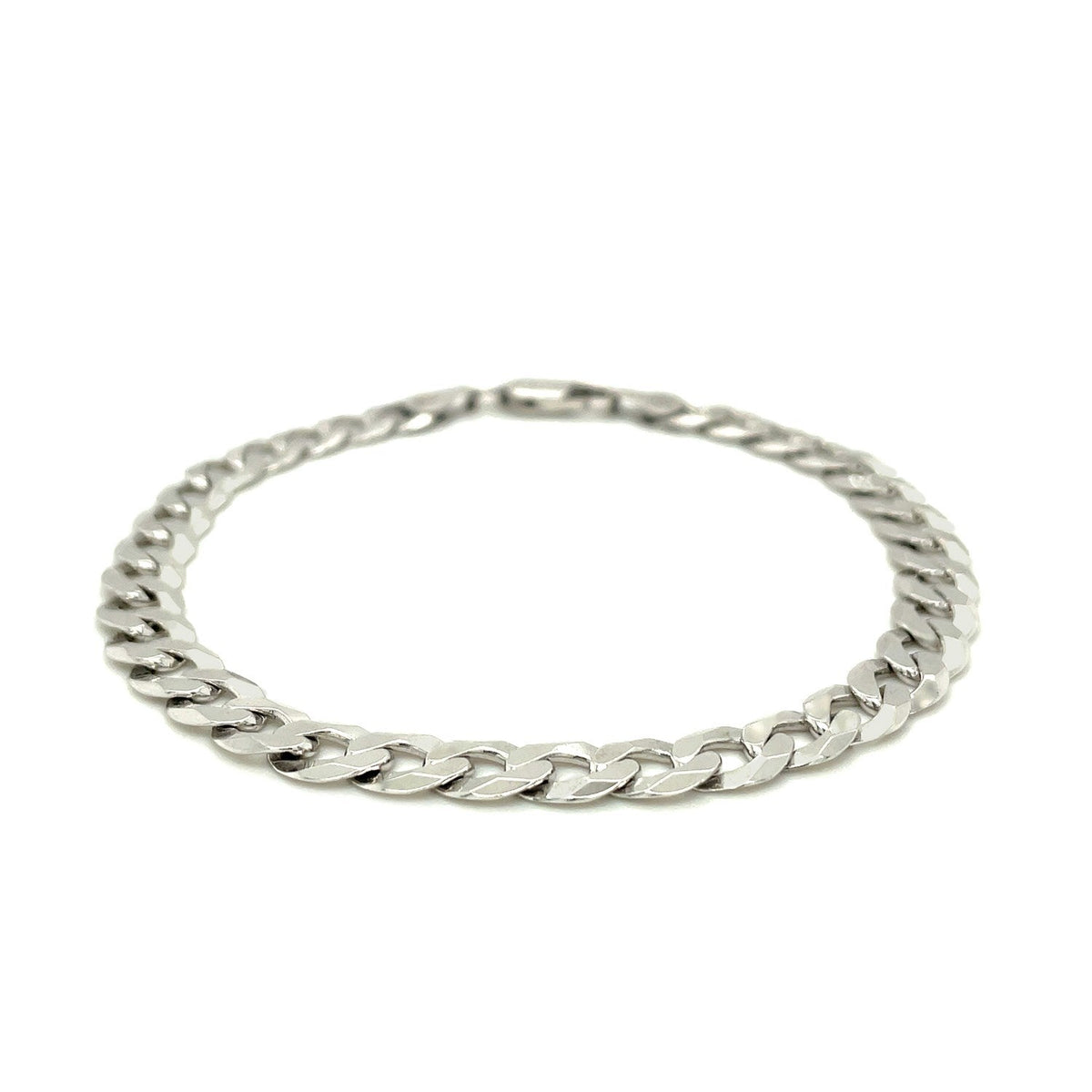 Pulsera de plata esterlina estilo barbada de 7.2 mm chapada en rodio