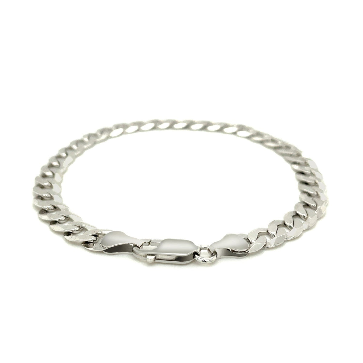 Pulsera de plata esterlina estilo barbada de 7.2 mm chapada en rodio
