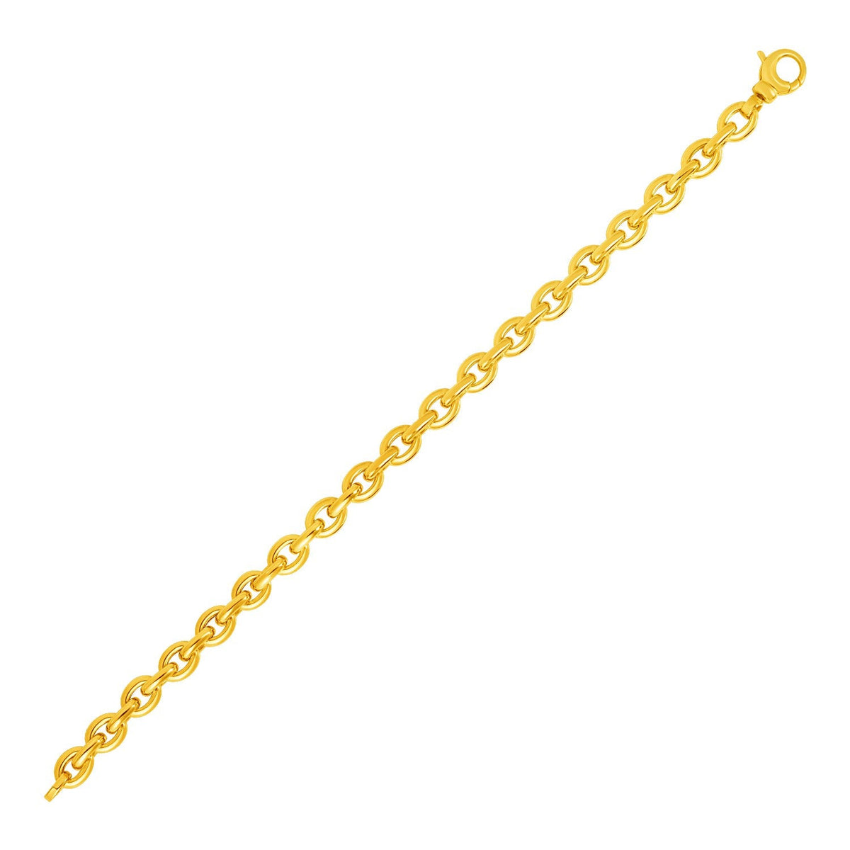 Pulsera de eslabones ovalados pulidos de oro amarillo de 14k