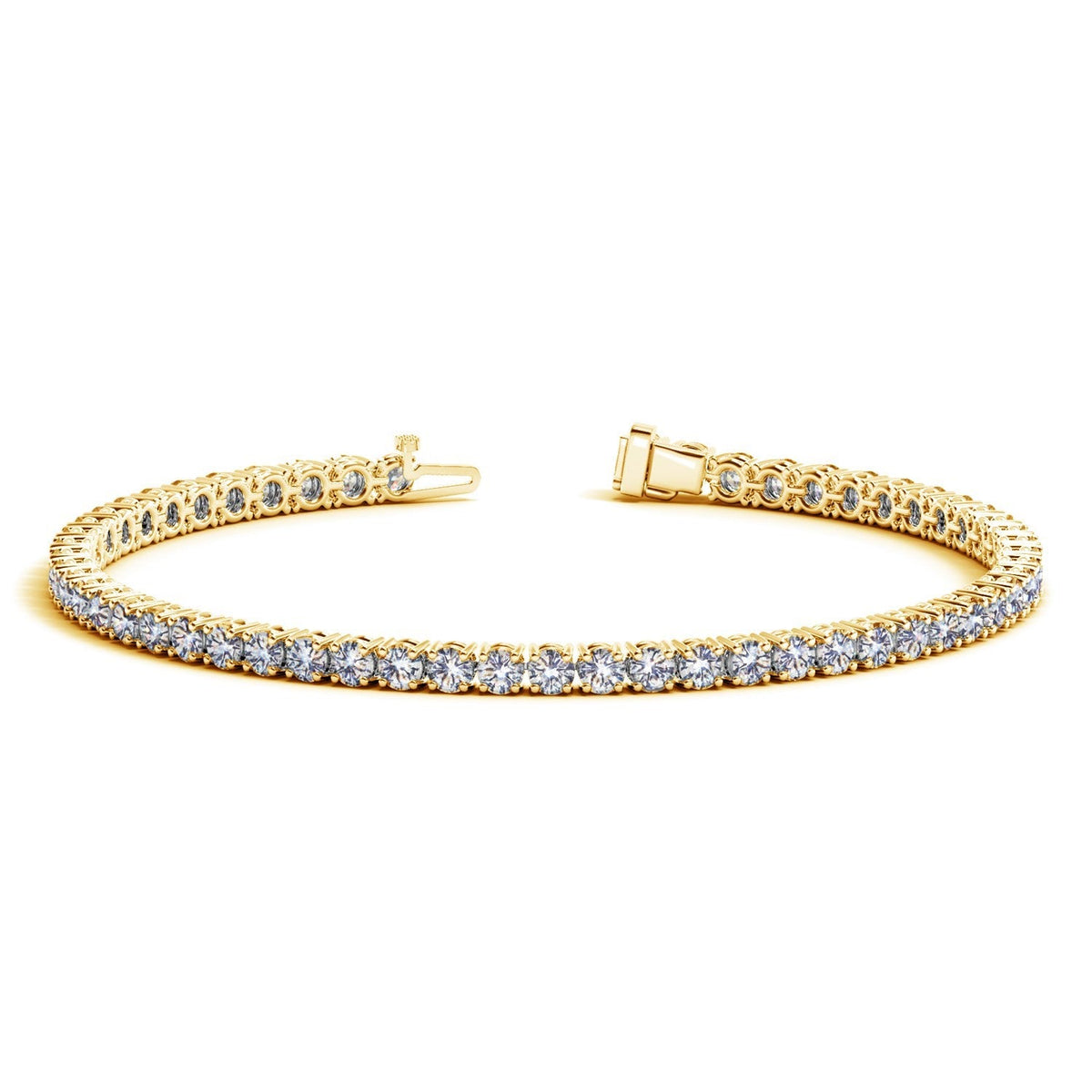 Pulsera de tenis de oro amarillo de 14 quilates con diamantes redondos cultivados en laboratorio (5 quilates en total F/G VS2/SI1)