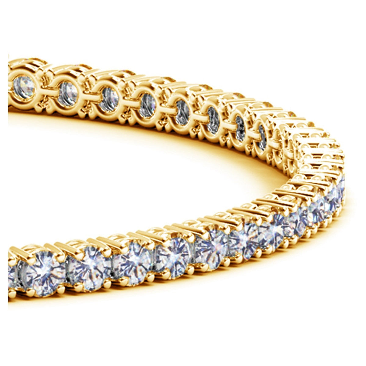 Pulsera de tenis de oro amarillo de 14 quilates con diamantes redondos cultivados en laboratorio (5 quilates en total F/G VS2/SI1)