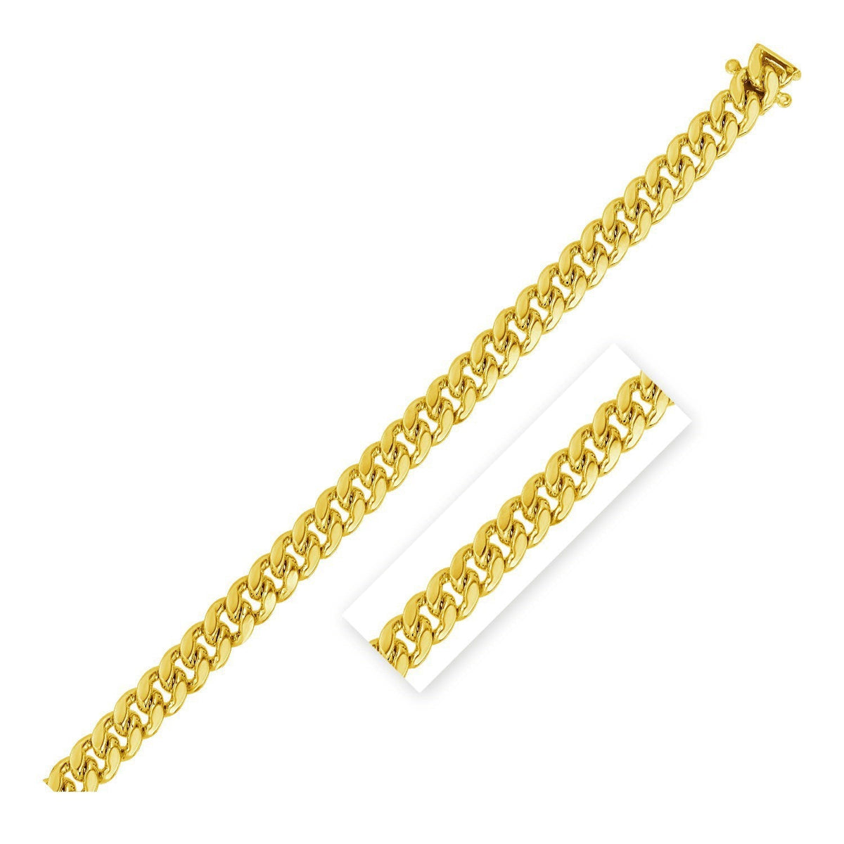 Cadena clásica sólida cubana de Miami de oro amarillo de 10k de 3,9 mm