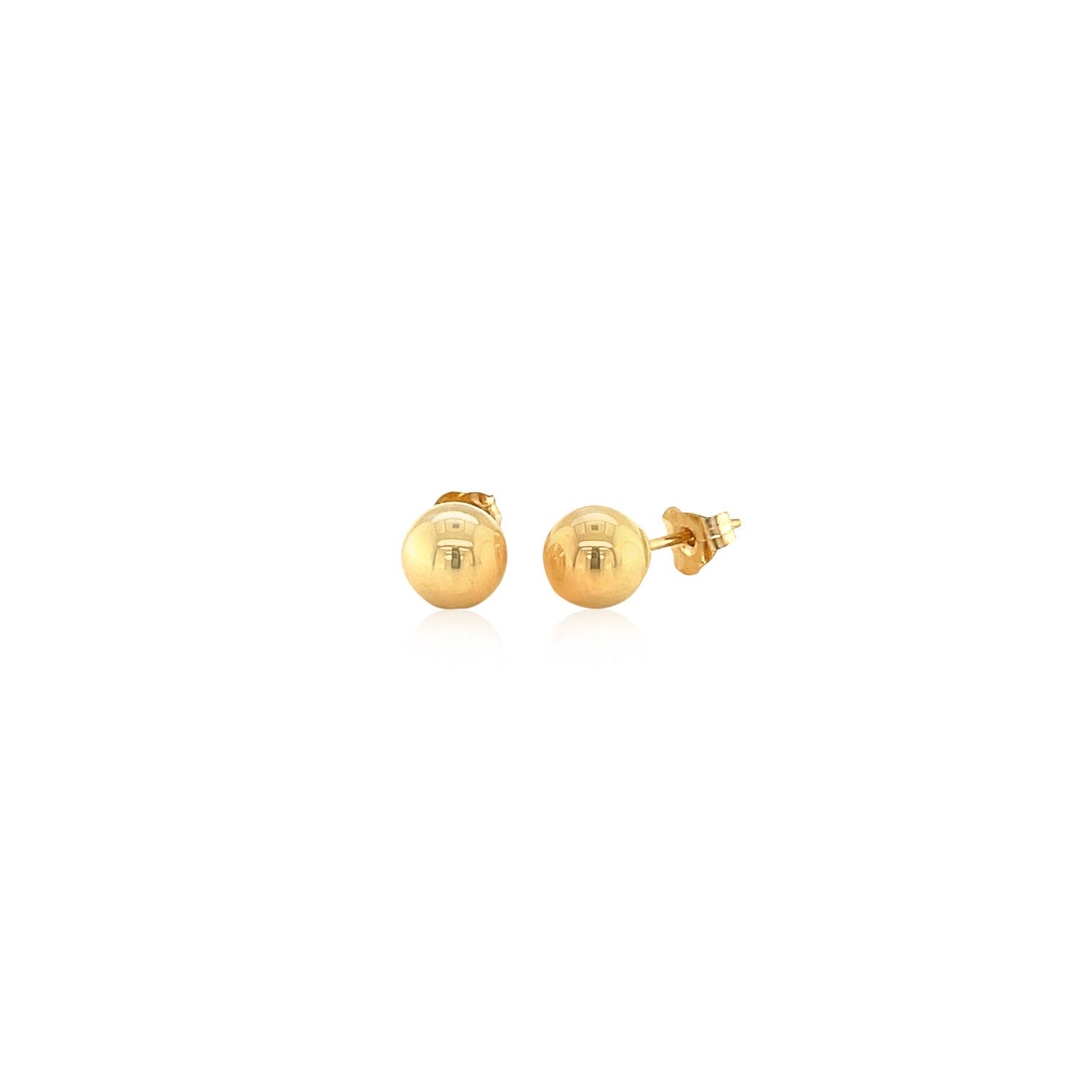 Pendientes de botón redondos de oro amarillo de 14k (6.0 mm)