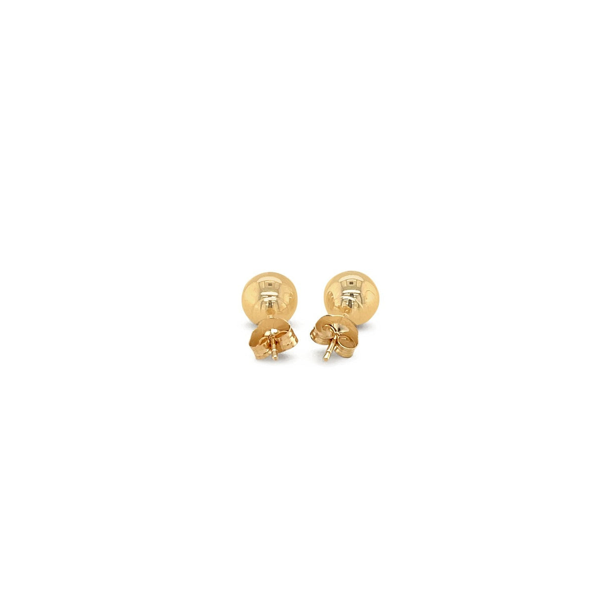 Pendientes de botón redondos de oro amarillo de 14k (6.0 mm)