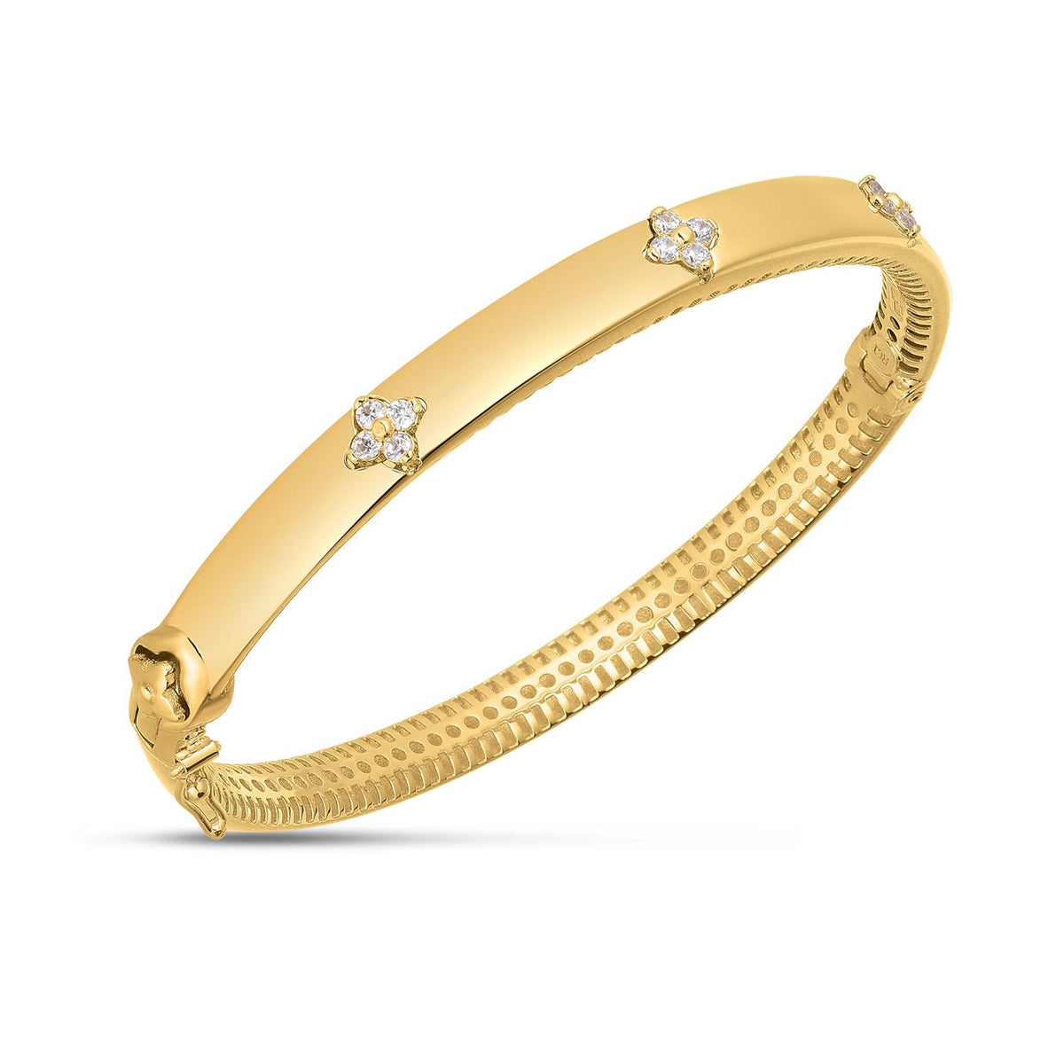 Brazalete de oro amarillo de 14k con tres diamantes (5.40 mm)