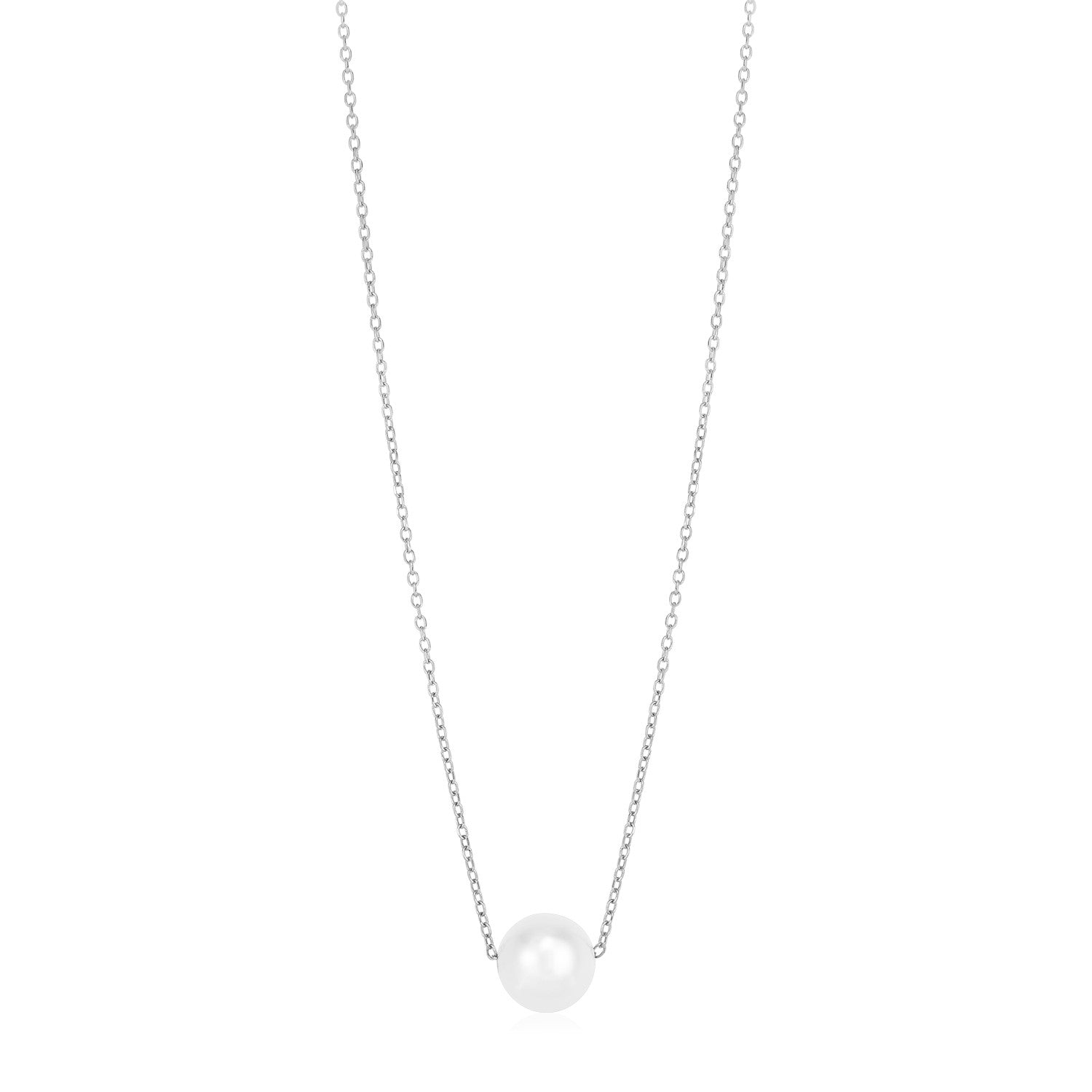 Collar con colgante solitario de perla y oro blanco de 14 quilates