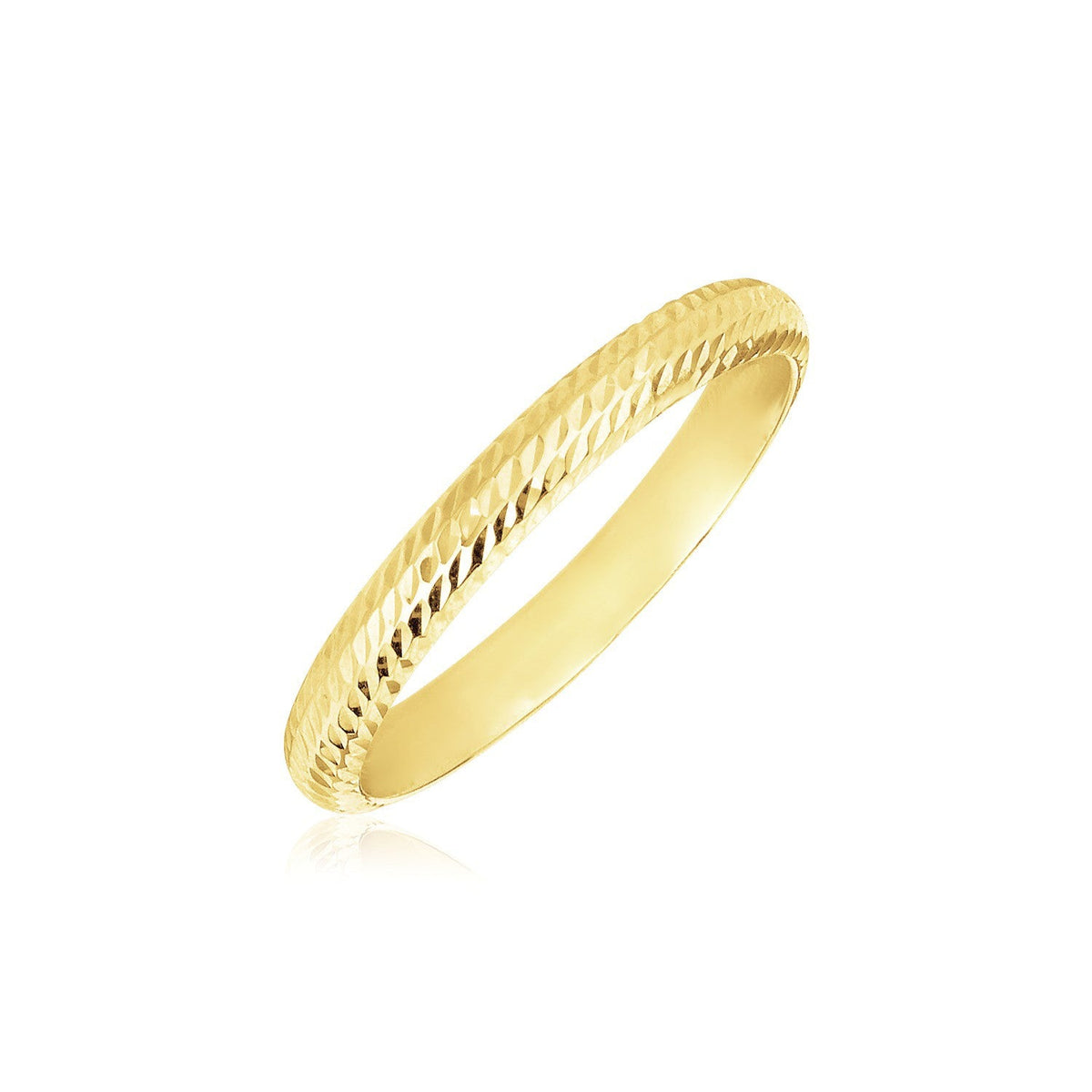 Alianza de boda de oro amarillo de 14k con textura y ajuste cómodo