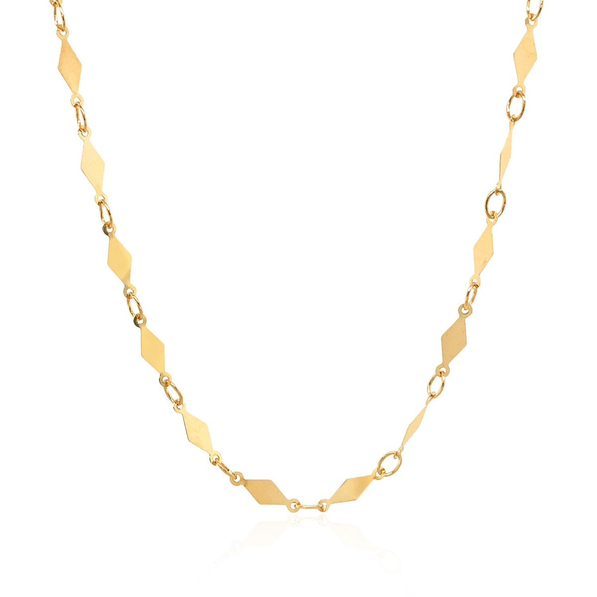 Cadena de Oro Amarillo de 14K con Motivo de Diamante Pulido (3.0mm)