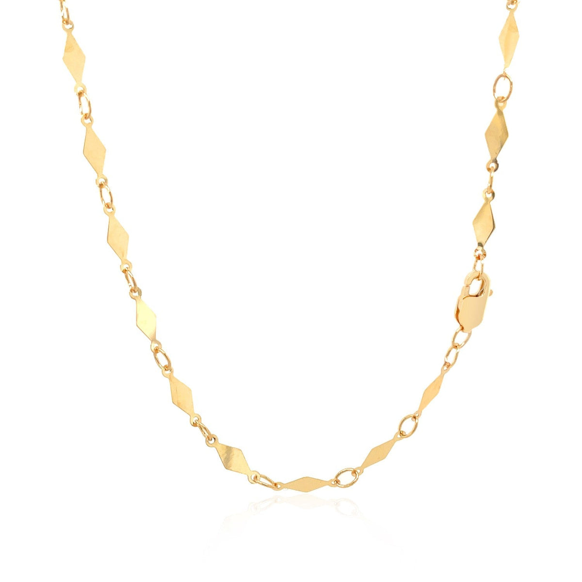 Cadena de Oro Amarillo de 14K con Motivo de Diamante Pulido (3.0mm)