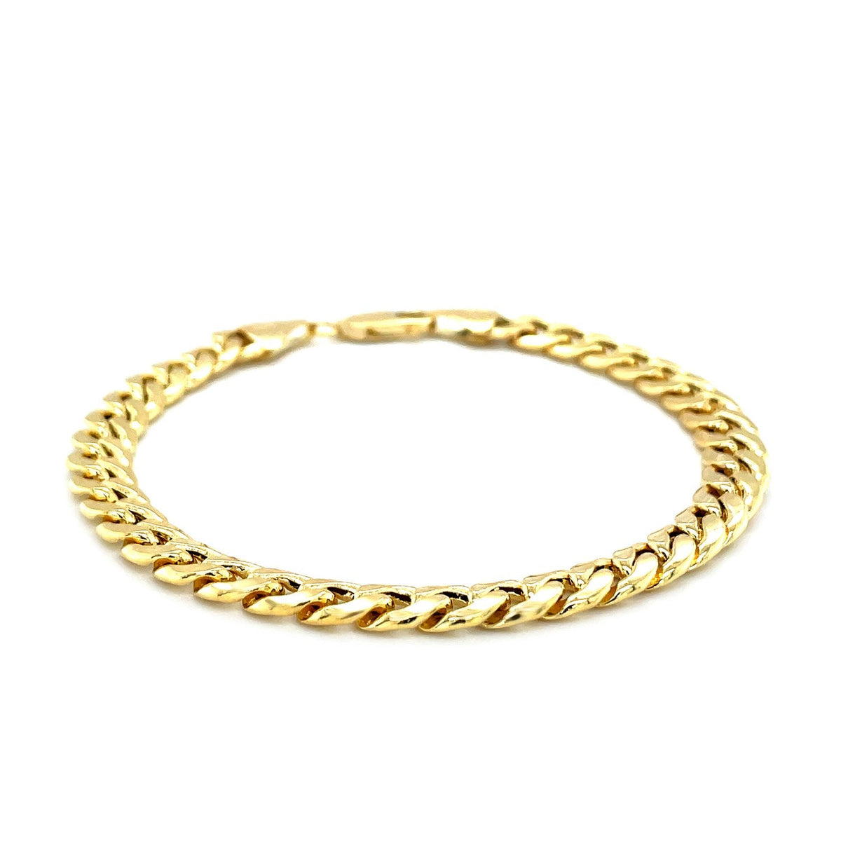 Pulsera cubana Miami semirrígida de oro amarillo de 14k y 6.9mm