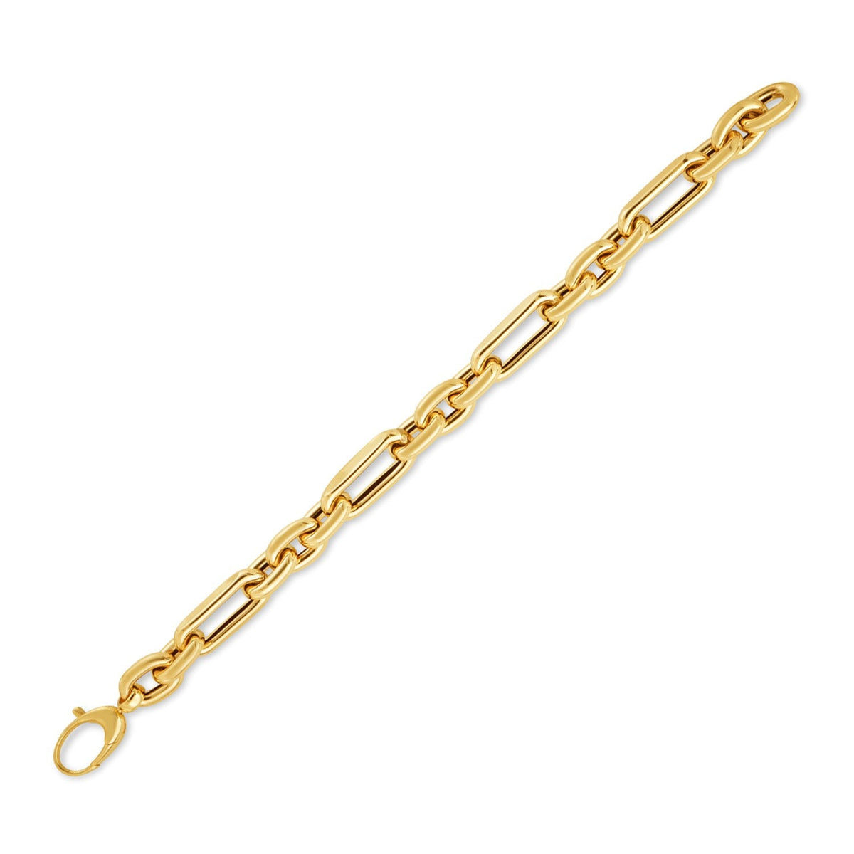 Pulsera de eslabones ovalados alternos de oro amarillo de 14k tipo clip (9.30 mm)