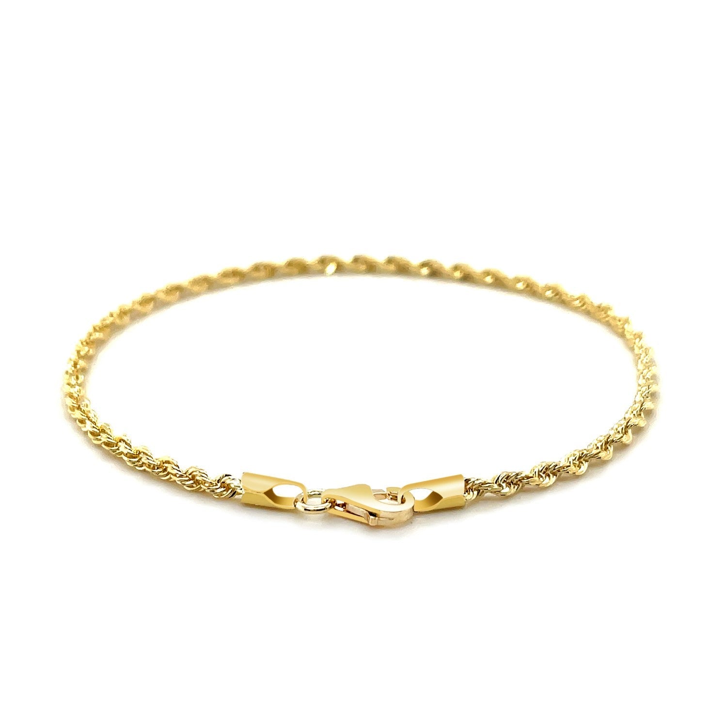 Pulsera de 2.5mm de oro amarillo de 10k sólido con diseño de cuerda y corte diamante