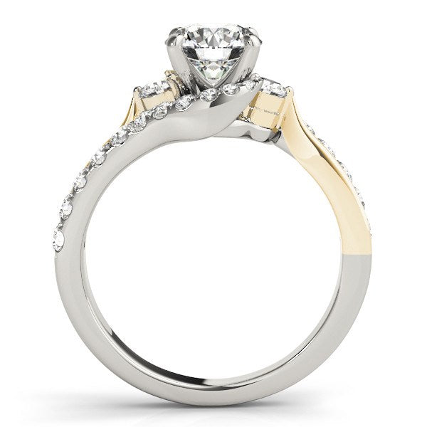 Anillo de compromiso de oro blanco y amarillo de 14k con diamantes de talla redonda con montura bypass (1 1/2 ct.t.w.)