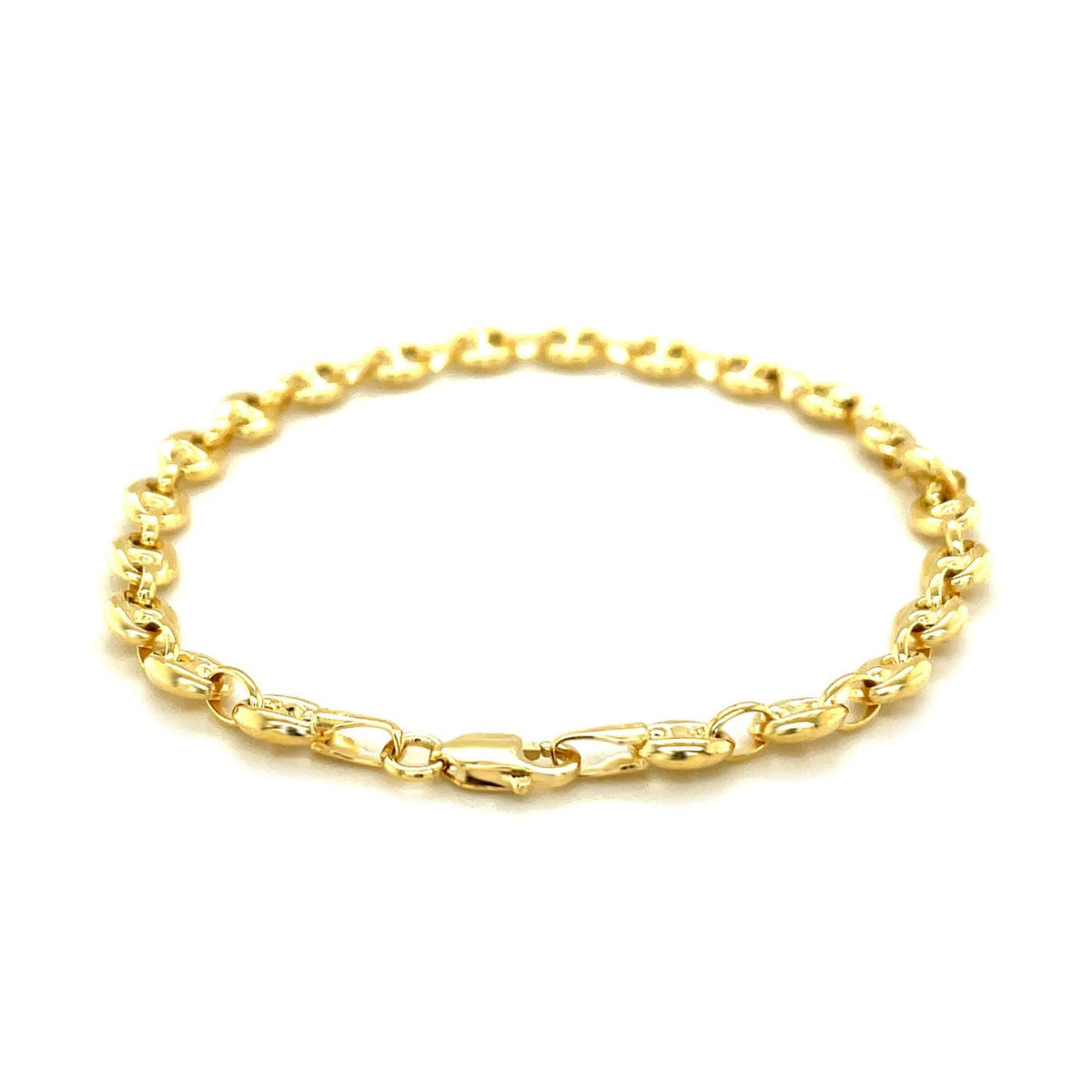Tobillera marinera de oro amarillo de 14k de 4,7 mm de grosor
