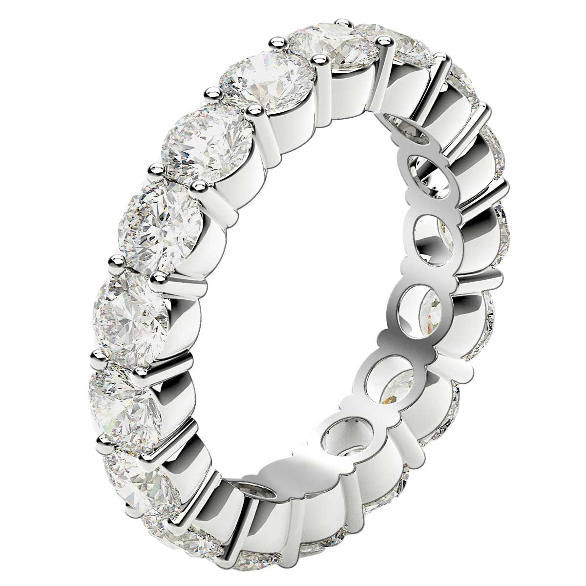 Anillo de Eternidad con Diamantes Redondos Cultivados en Laboratorio de Oro Blanco de 14k (3 quilates, FG/VS2)