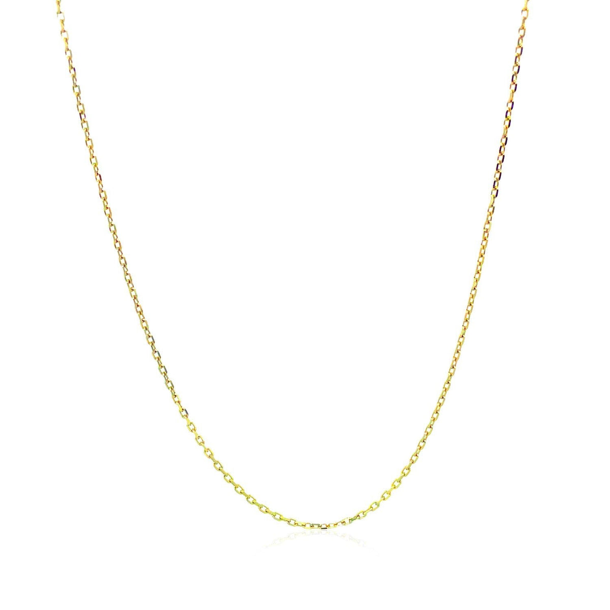 Cadena de eslabones tipo cable con corte de diamante de oro amarillo de 18k (0.80 mm)