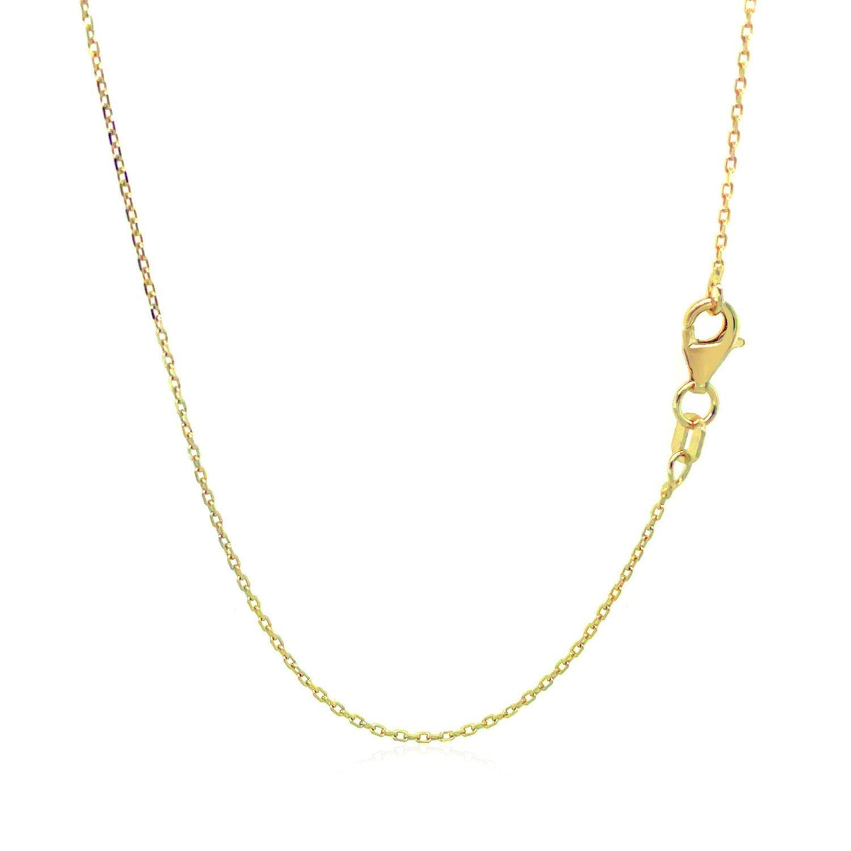Cadena de eslabones tipo cable con corte de diamante de oro amarillo de 18k (0.80 mm)