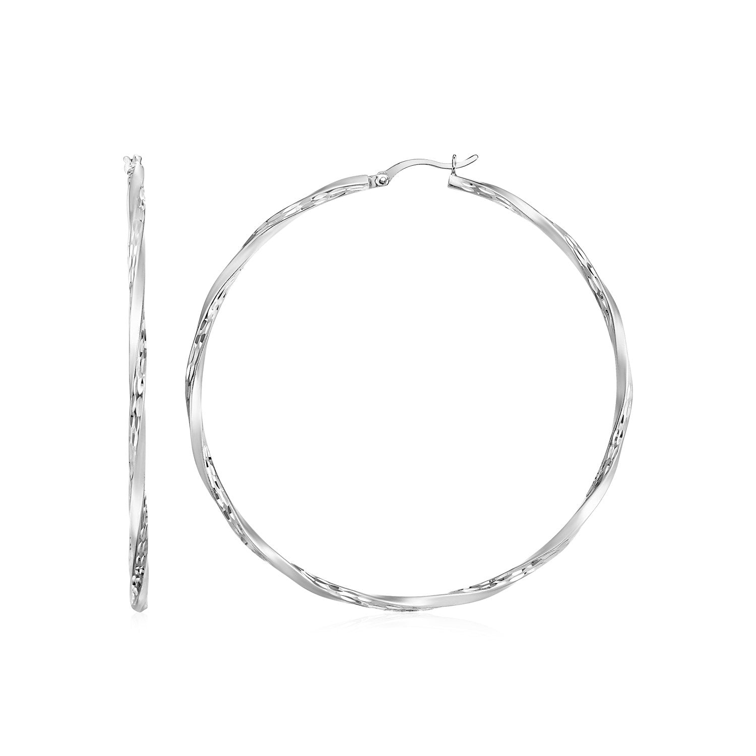 Pendientes de aro retorcidos con textura mate en plata de ley