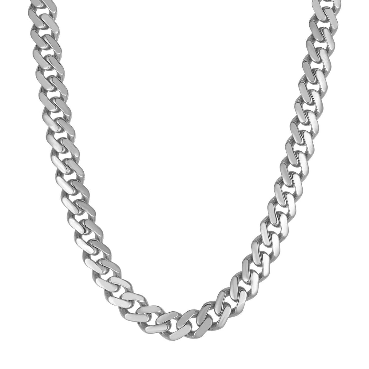 Cadena de Oro Blanco de 14k, 22 Pulgadas, Diseño Curb Pulido