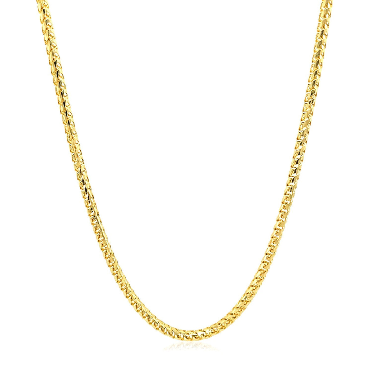 Cadena Franco redonda de 2.2mm de oro macizo amarillo de 14k con corte de diamante