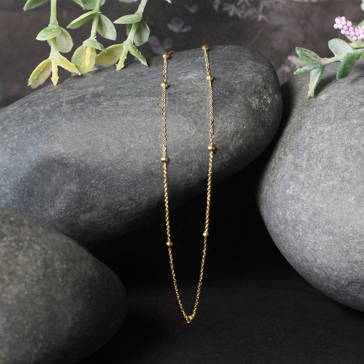 Cadena Saturno de Eslabones de Perlas en Oro Amarillo de 14k (3.5mm)
