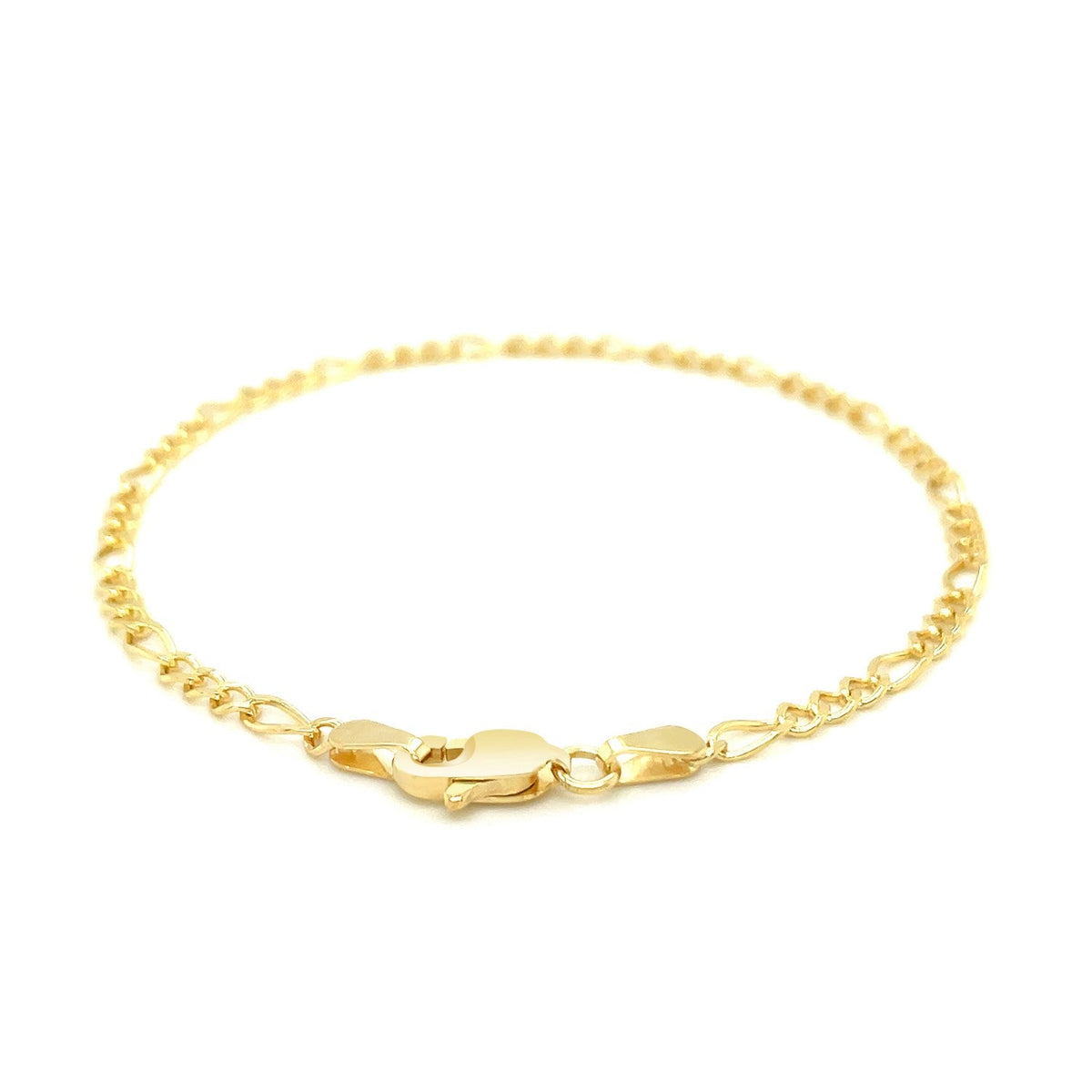 Pulsera Figaro de oro amarillo de 10k y 2.6mm