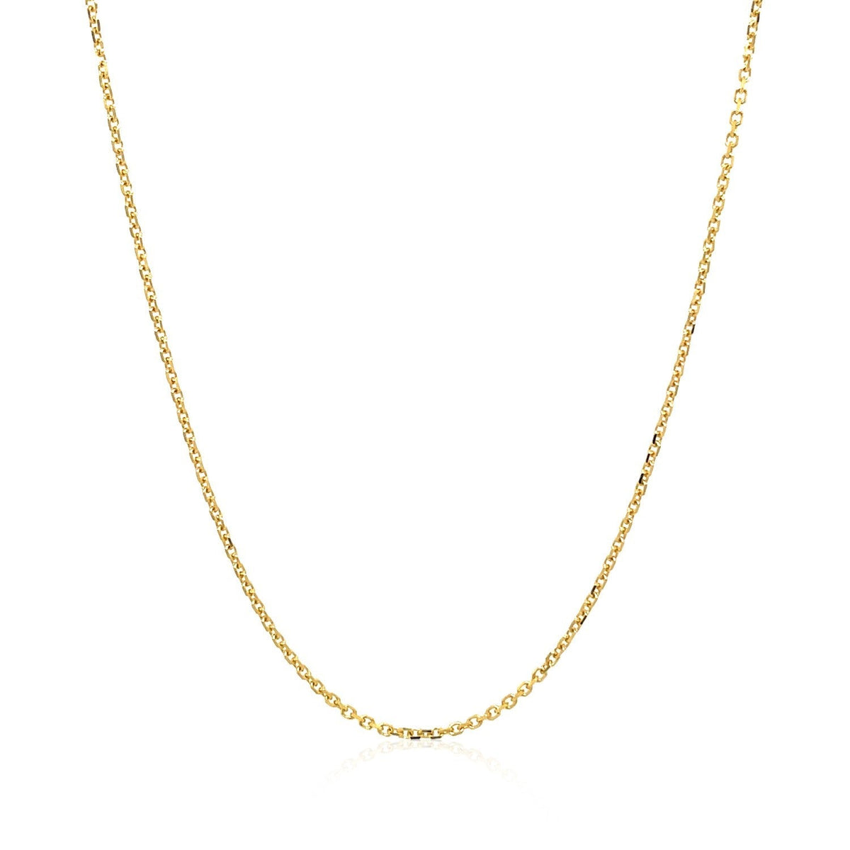 Cadena de eslabones de cable con corte de diamante de oro amarillo de 18k (1.10 mm)