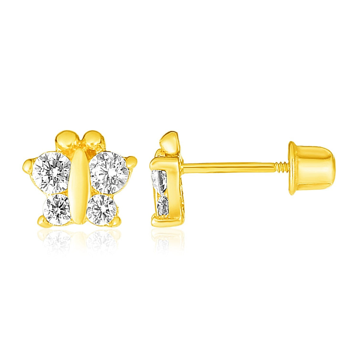Pendientes de mariposa de oro amarillo de 14 quilates para niños