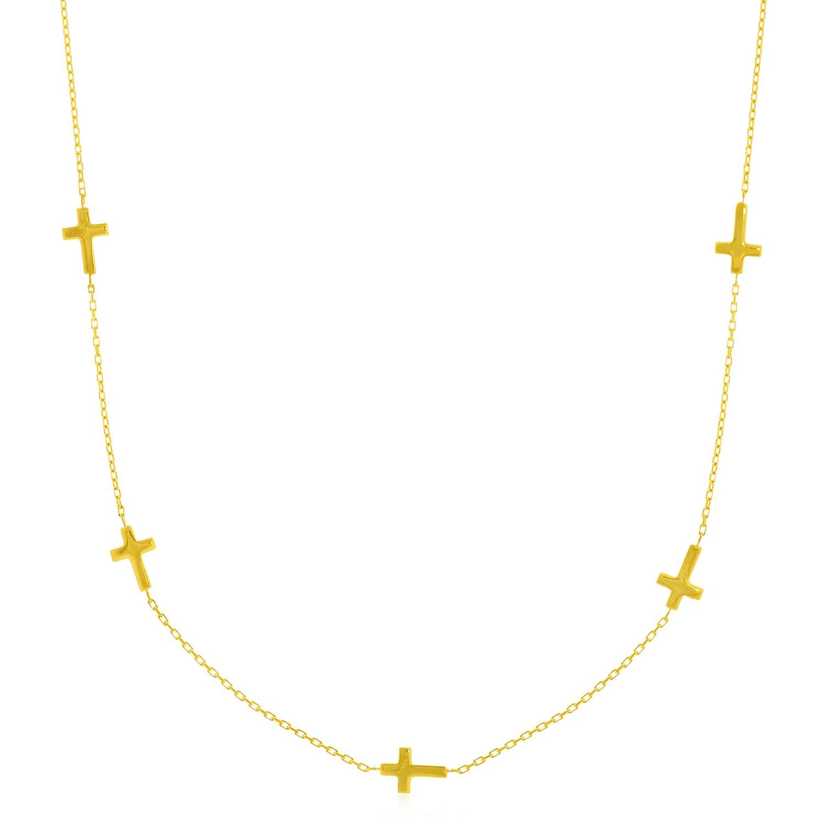 Gargantilla de oro amarillo de 14k con eslabones de cruz