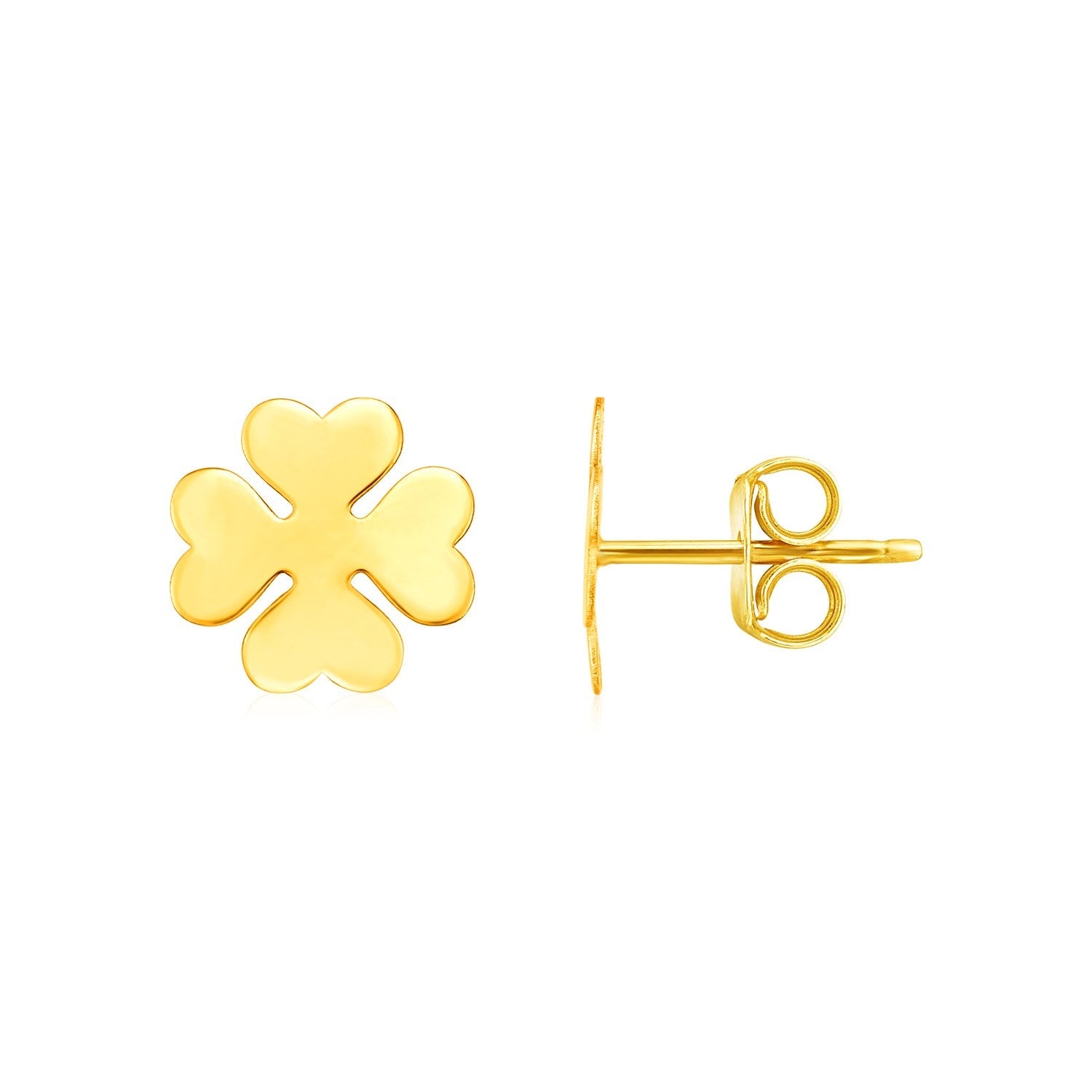 Pendientes de trébol de cuatro hojas de oro amarillo de 14 quilates