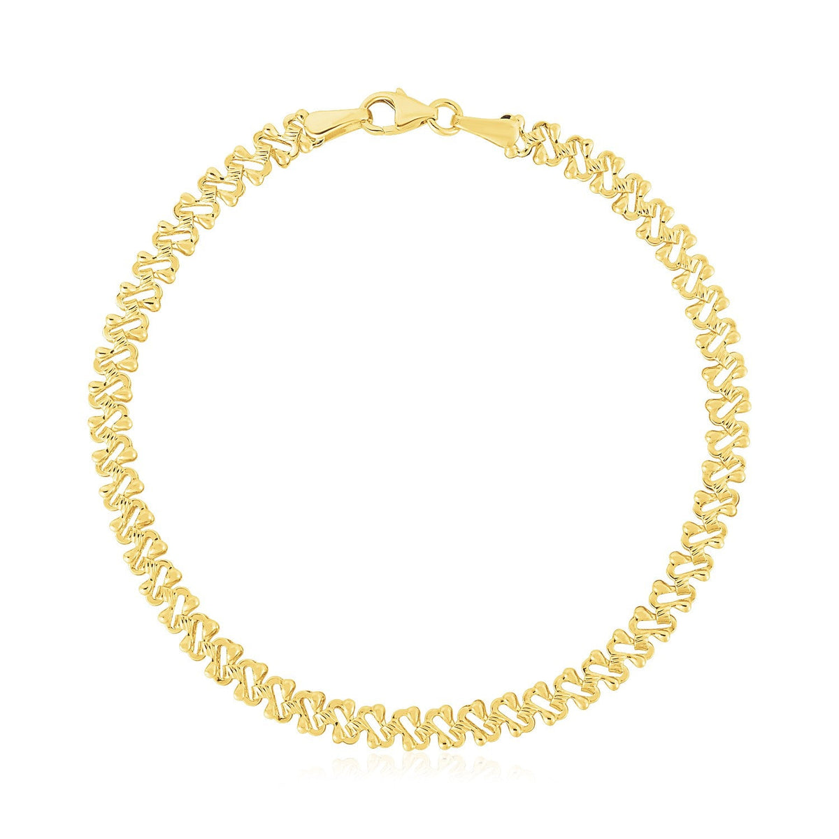 Pulsera de cadena elegante con textura y alto pulido en oro amarillo de 14k (4mm)