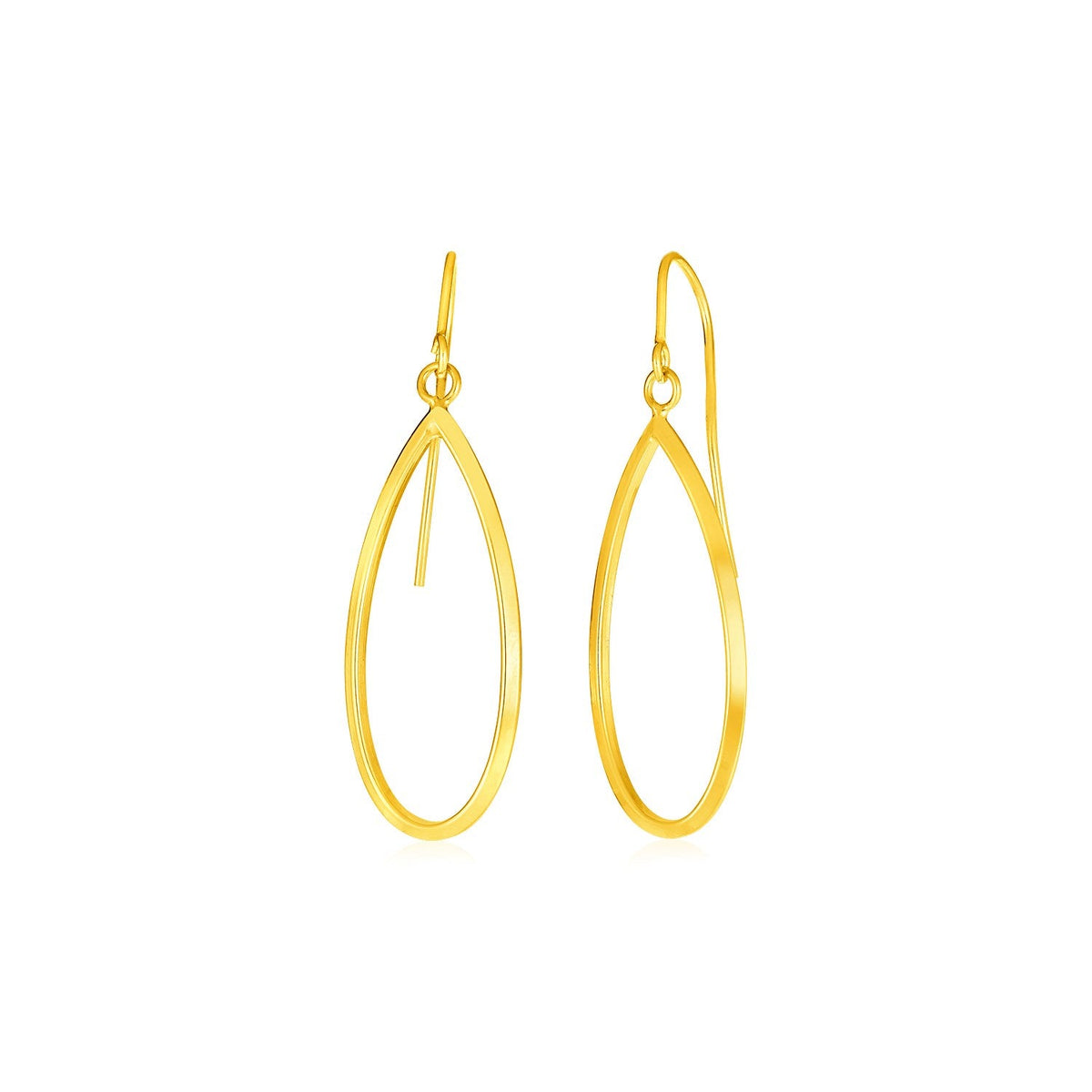 Pendientes de oro amarillo de 14k con colgantes de lágrima abierta pulida