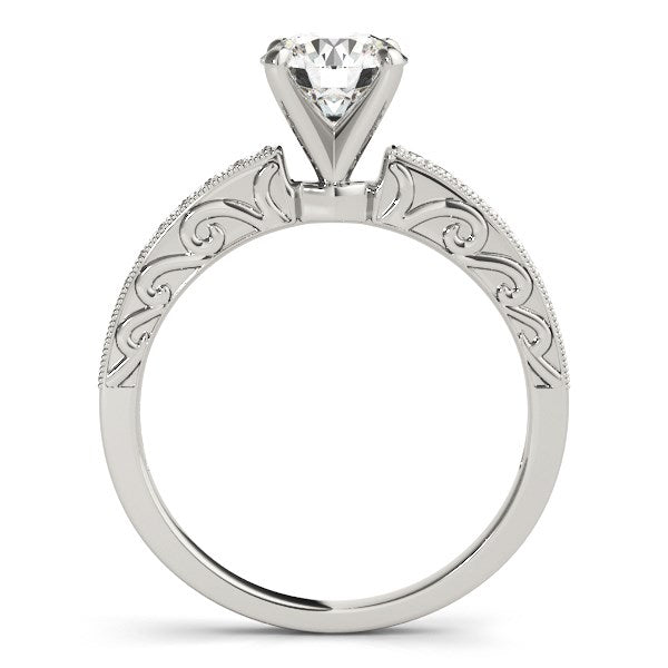 Anillo de compromiso de diamante de estilo antiguo de oro blanco de 14k (1 1/8 cttw)