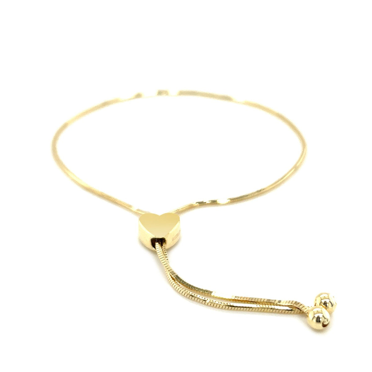 Pulsera de Oro Amarillo de 14k Ajustable Estilo Lariat con Motivo de Corazón