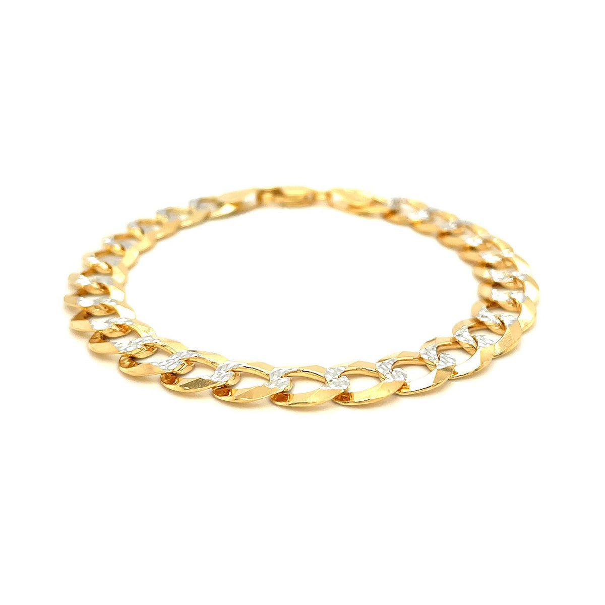Pulsera de eslabones de 10 mm en oro bicolor de 14k con pavé
