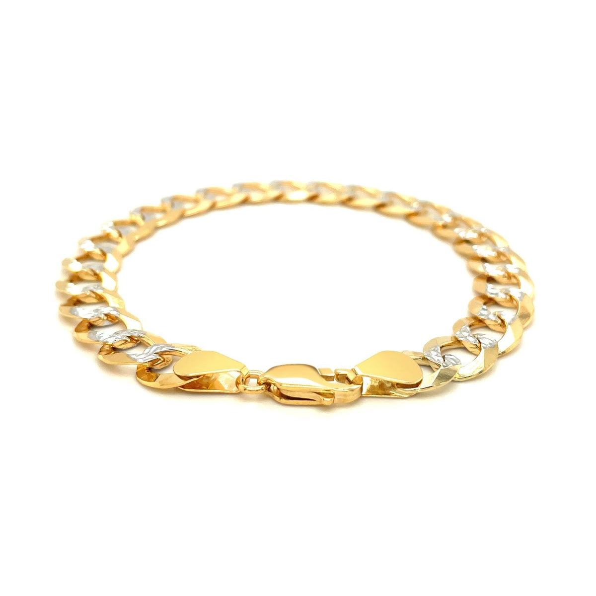 Pulsera de eslabones de 10 mm en oro bicolor de 14k con pavé