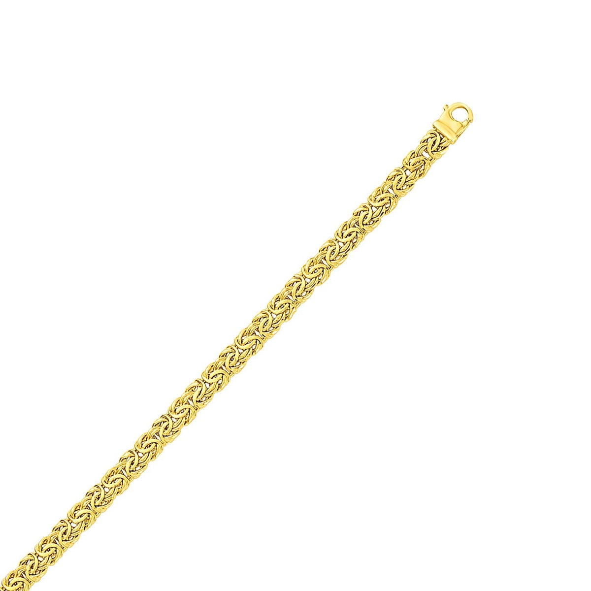 Pulsera de cadena de diseño bizantino de oro amarillo de 10k