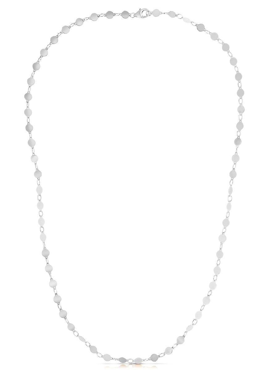Collar de oro blanco de 14k con círculos pulidos