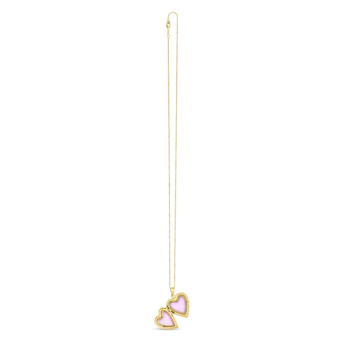Collar con medallón de oro amarillo de 14k y diamantes con forma de corazón