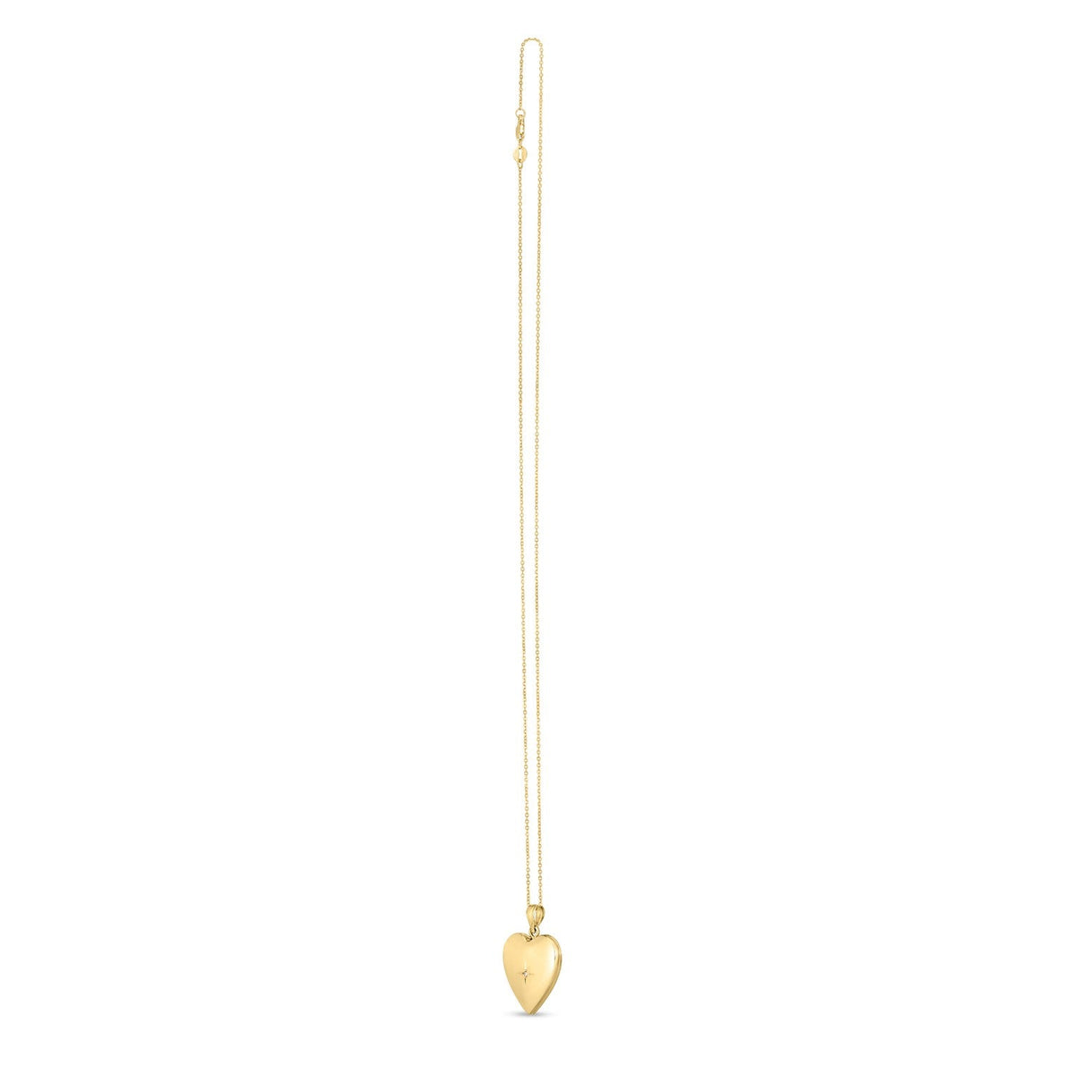Collar con medallón de oro amarillo de 14k y diamantes con forma de corazón