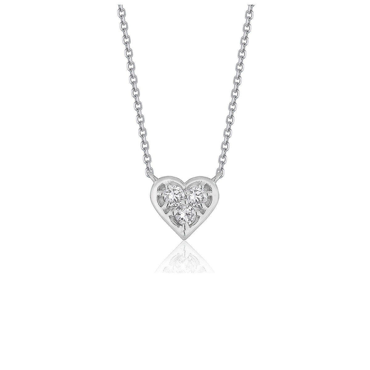 Colgante de oro blanco de 14k con diseño de corazón de diamante