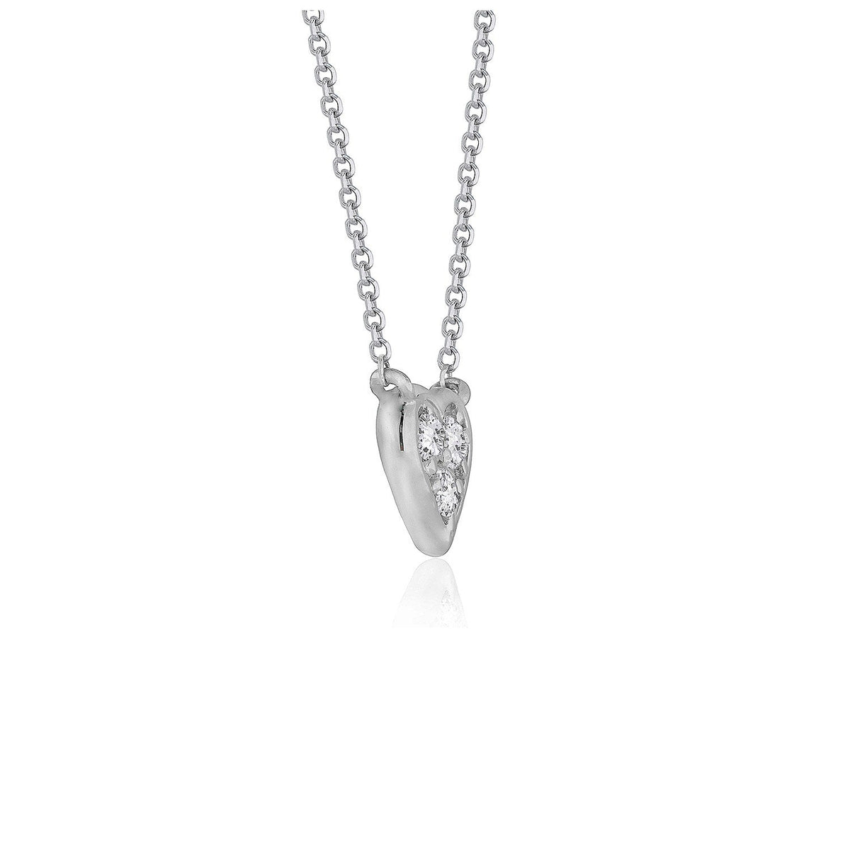 Colgante de oro blanco de 14k con diseño de corazón de diamante
