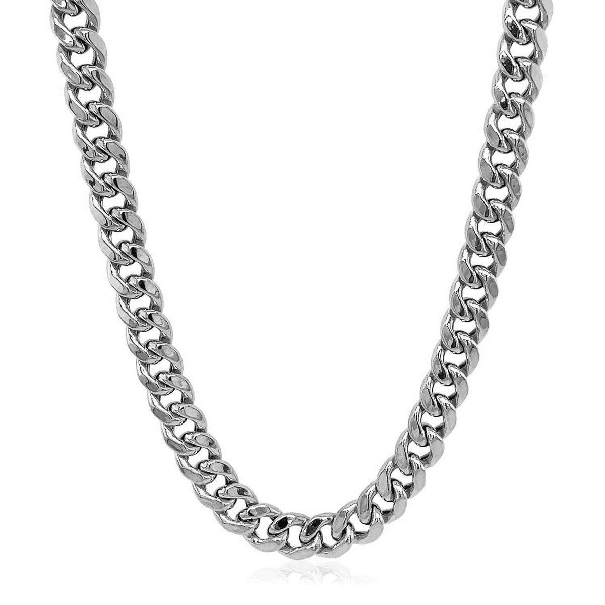 Cadena cubana semi-sólida de oro blanco de 14k y 5.5mm de Miami