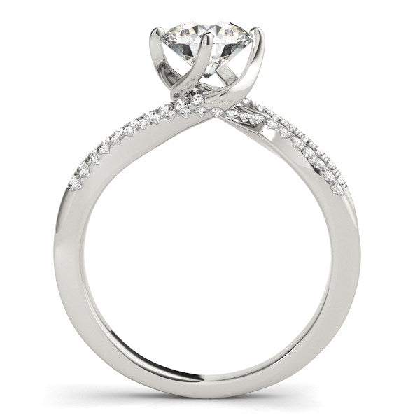Anillo de compromiso de oro blanco de 14 quilates con diseño de espiral y diamantes en puntas (1 1/8 quilates en total)