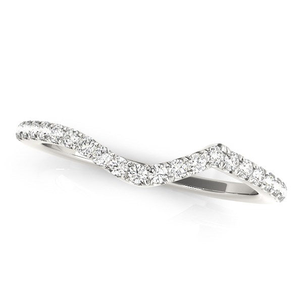 Anillo de boda moderno de oro blanco de 14k con diamantes curvos (1/6 cttw)