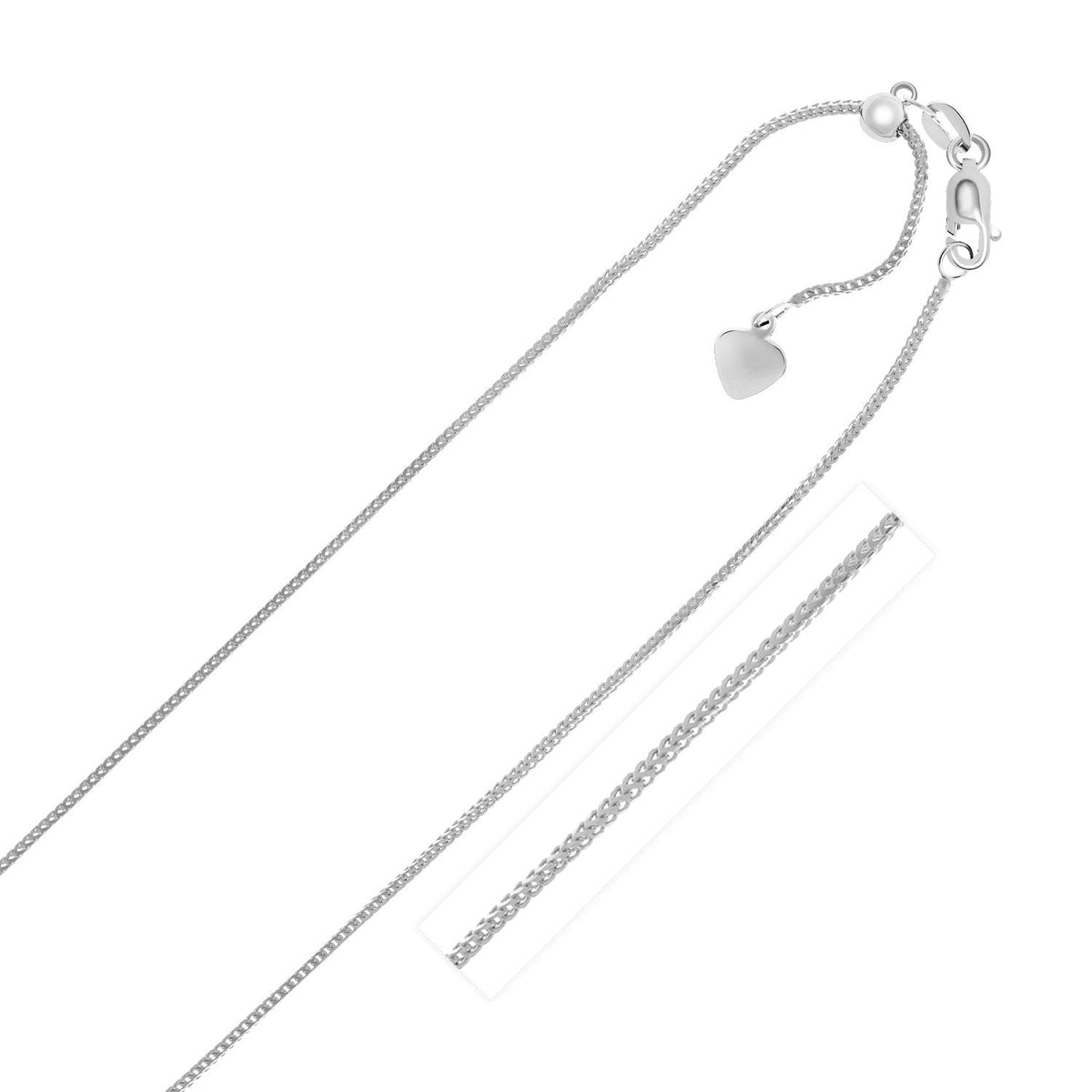 Cadena Franco Ajustable de Oro Blanco de 14k 0.9mm