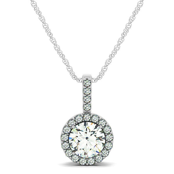 Colgante redondo estilo halo de diamantes de oro blanco de 14 quilates (5/8 quilates en total)